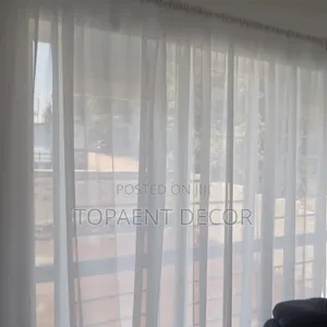 Translucent Plain White Sliding Door Sheer Curtains