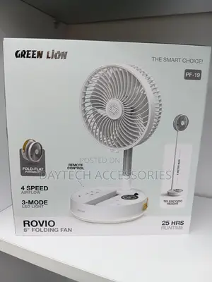 Green Lion Rovio 8" Folding Fan - White