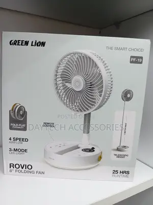 This Is a Green Lion Rovio 8" Folding Fan (Model Pf-19) in White