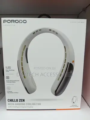 Porodo Lifestyle Chillo Zen Neck-Hanging Cooling Fan (Pd-LFCZN-Gy/Bk)