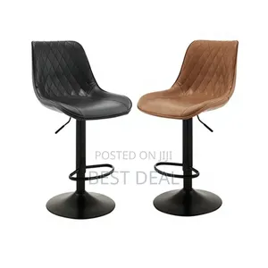 Bar Stool Adjustable Black or Brown Leather