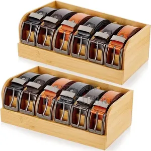 6 Slot Premium Bamboo Belt Organizer*