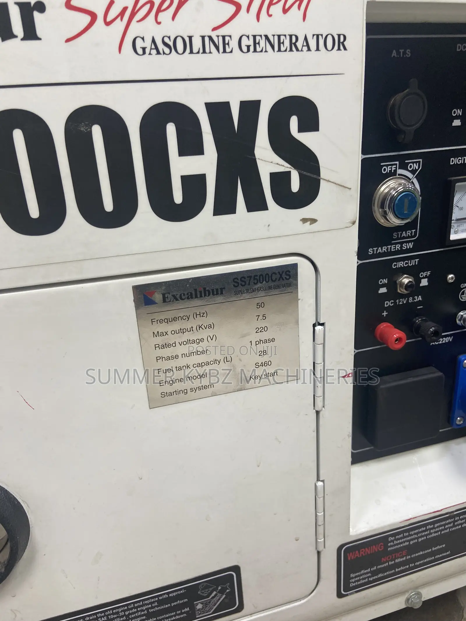 Excalibur Ss7500cxs / 7.5kva Super Silent Gasoline Generator