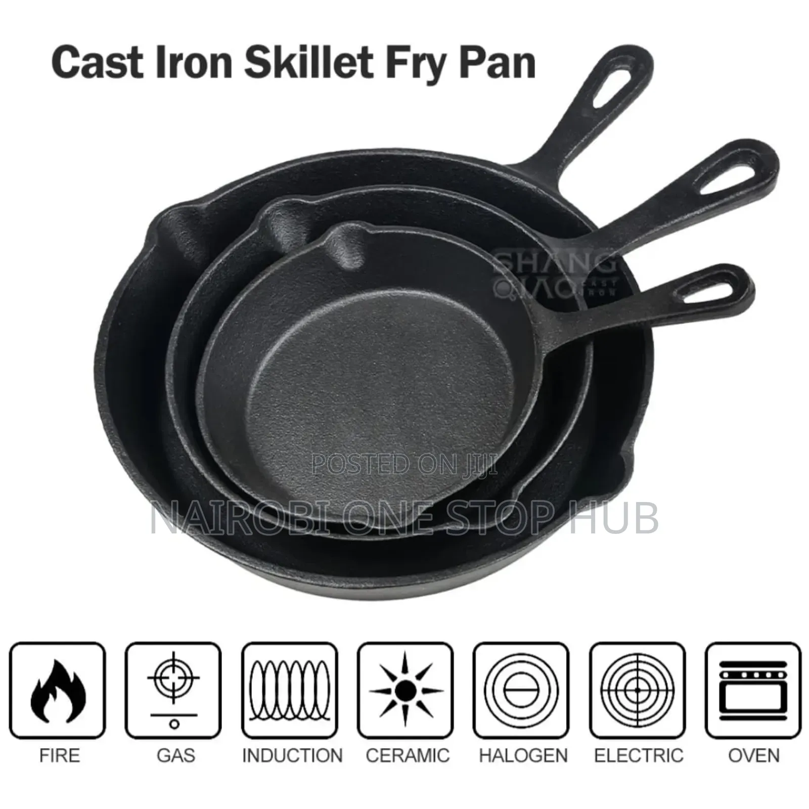 3pcs Non Stick Cast Iron Pan Set.
