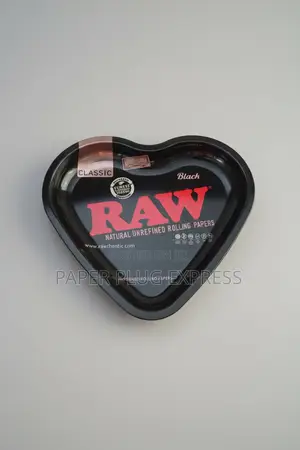 Raw Metallic Heart Shape Rolling Tray - Black