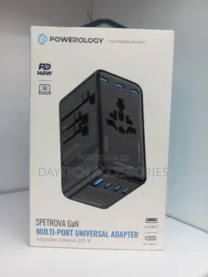 Powerology Spetrova Travel Powerstation 205w 6x Type-C 1 Usb Gan Iii