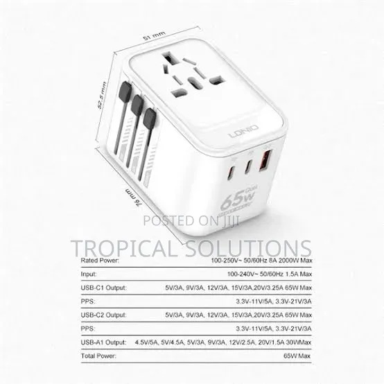 Ldnio Gan 65w Universal Adapter All in One 65w