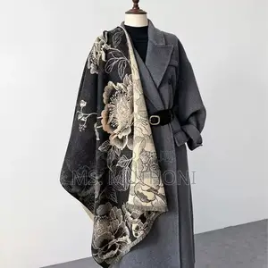Vintage-Inspired for Lotus Print Cashmere Scarf -