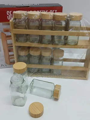 *12 in 1 Wooden Spice Rack With Glass Spice Jars