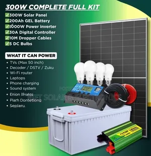 300w Solar - 200ah Gel Battery -600w Inverter -30a Controller Full Kit