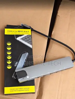 Type C Hub 8 in 1 Ports 1 Type C Pd,Hdmi , Lan Rj45, 2 Usb Port, 1 V