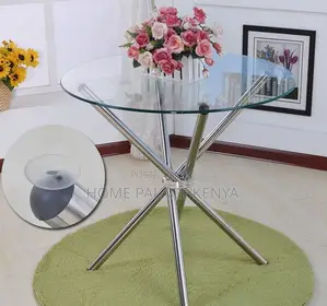 Dining Table: Space Saving Chrome Stainless Steel Silver Legs Table