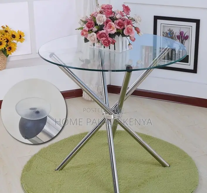 Dining Table: Space Saving Chrome Stainless Steel Silver Legs Table