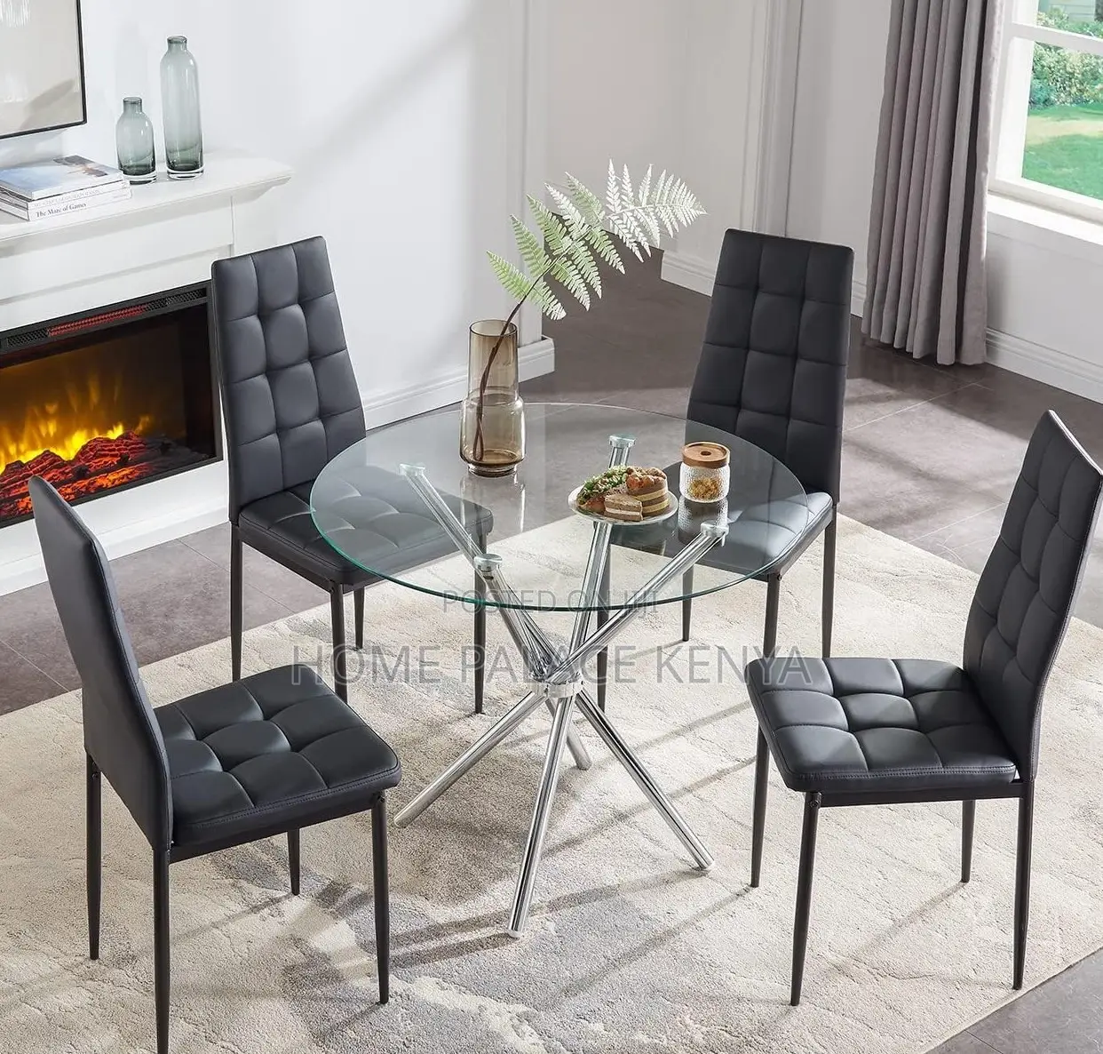 Dining Table: Space Saving Chrome Stainless Steel Silver Legs Table