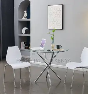 Dining Table: Space Saving Chrome Stainless Steel Silver Legs Table