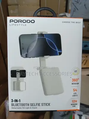 The Porodo Selfie Stick With Bluetooth and Fill Light.