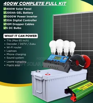 400w Solar - 200ah Battery - 1000w Inverter - 40a Controller Full Kit