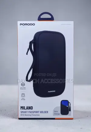 Porodo Milano Smart Passport Holder Rfid Blocking Travel Organizer Bag