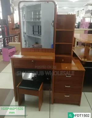 Brown Dressing Table With Sliding Mirror