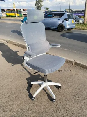 Grey White Orthopaedic Headrest Office Chair