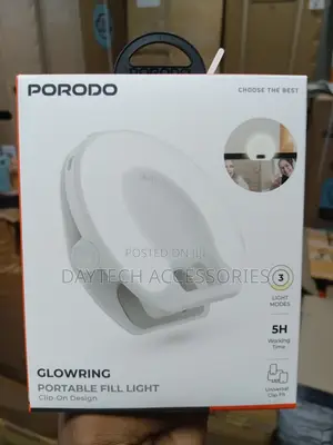 This Is a Porodo Glowring Portable Fill Light in White
