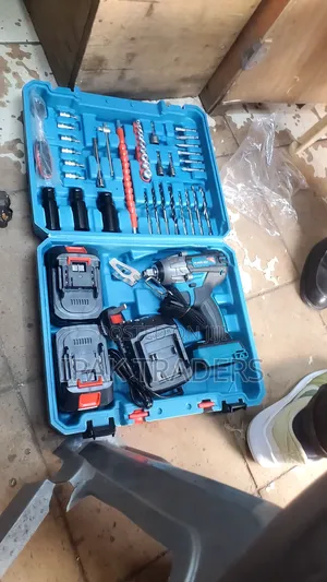 Cordless Impact Wrench Electric Drill Toolset With 2 Batteries