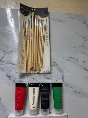Artistic Brushes With Acrylic Paint