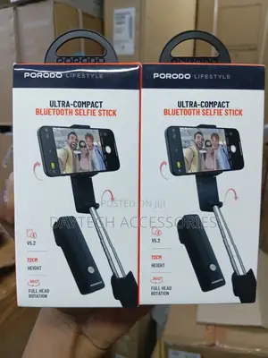 Porodo Compact Bluetooth Selfie Stick Portable Extendable Monopod.