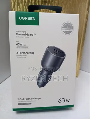 Ugreen 63w 2-Port Fast Car Charger (Ug-35023 / Ec701)
