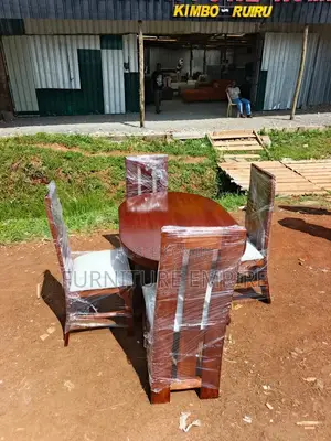 4 Seater Wooden Dining Set With Cushioned Chairs