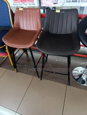 Two Bar Stools With Faux Leather