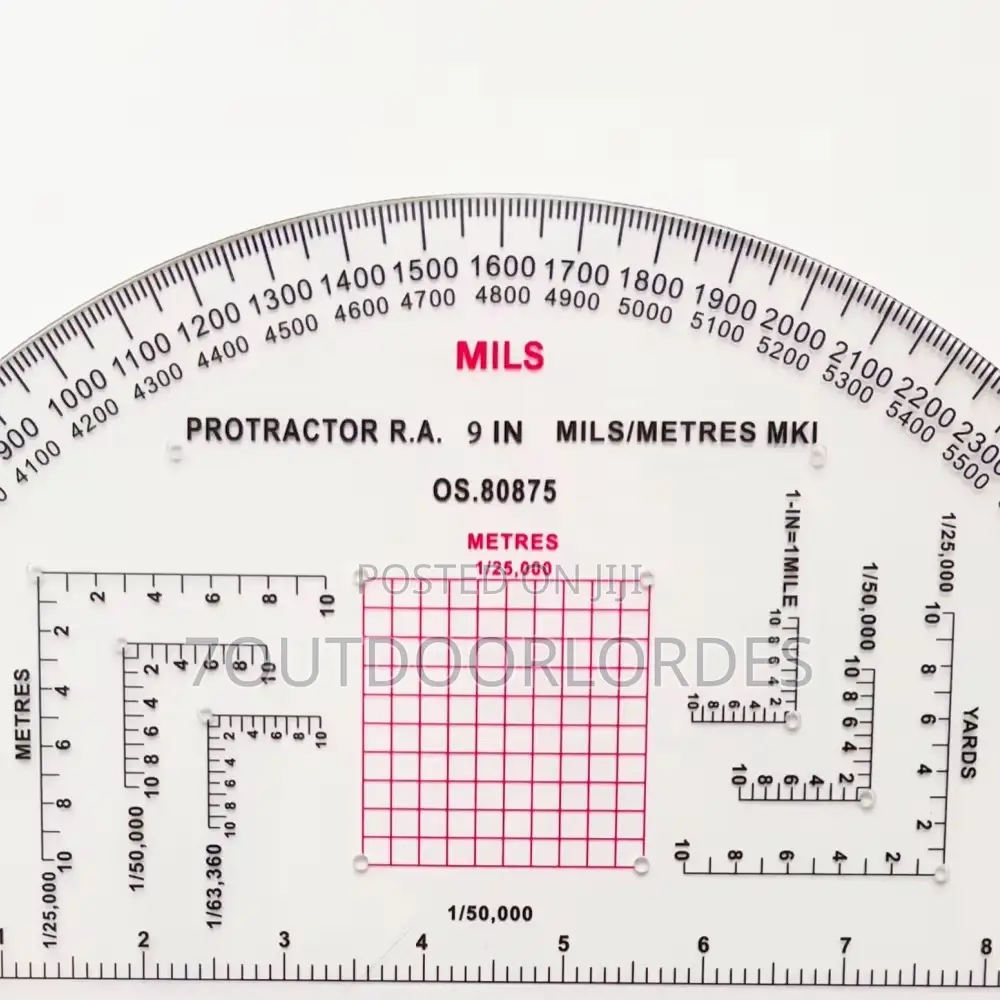 9 Inch Tactical Semicircle Protractor – Mils Scale Edition