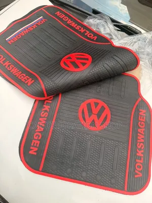 5pc Volkswagen Red Accent Logo Durable,Slip Resistant All Weather Mats