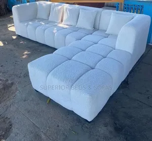 5 Seater Luxurious White Bubble L-Shaped Sofa