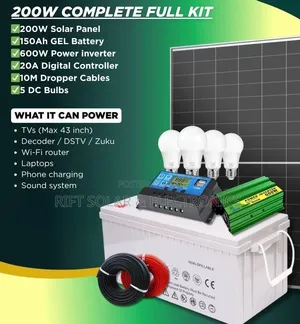 200 Watts Solar - 150ah Battery - 300w - 600w Inverter -20a Controller