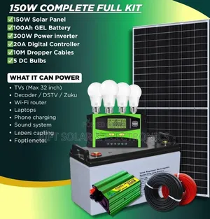 150 Watts Solar - 100ah Battery - 300w Inverter - 20a Controller