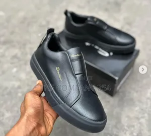 Quality Leather Casual Santoni Rubber Sole Slip on Shoes