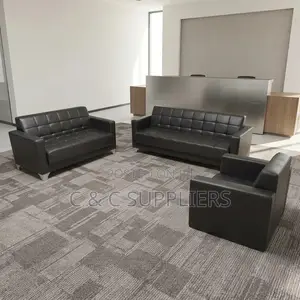 5-Seater Black Office Sofa Set