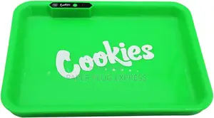 Cookies Rechargeable Led Rolling Tray - Green