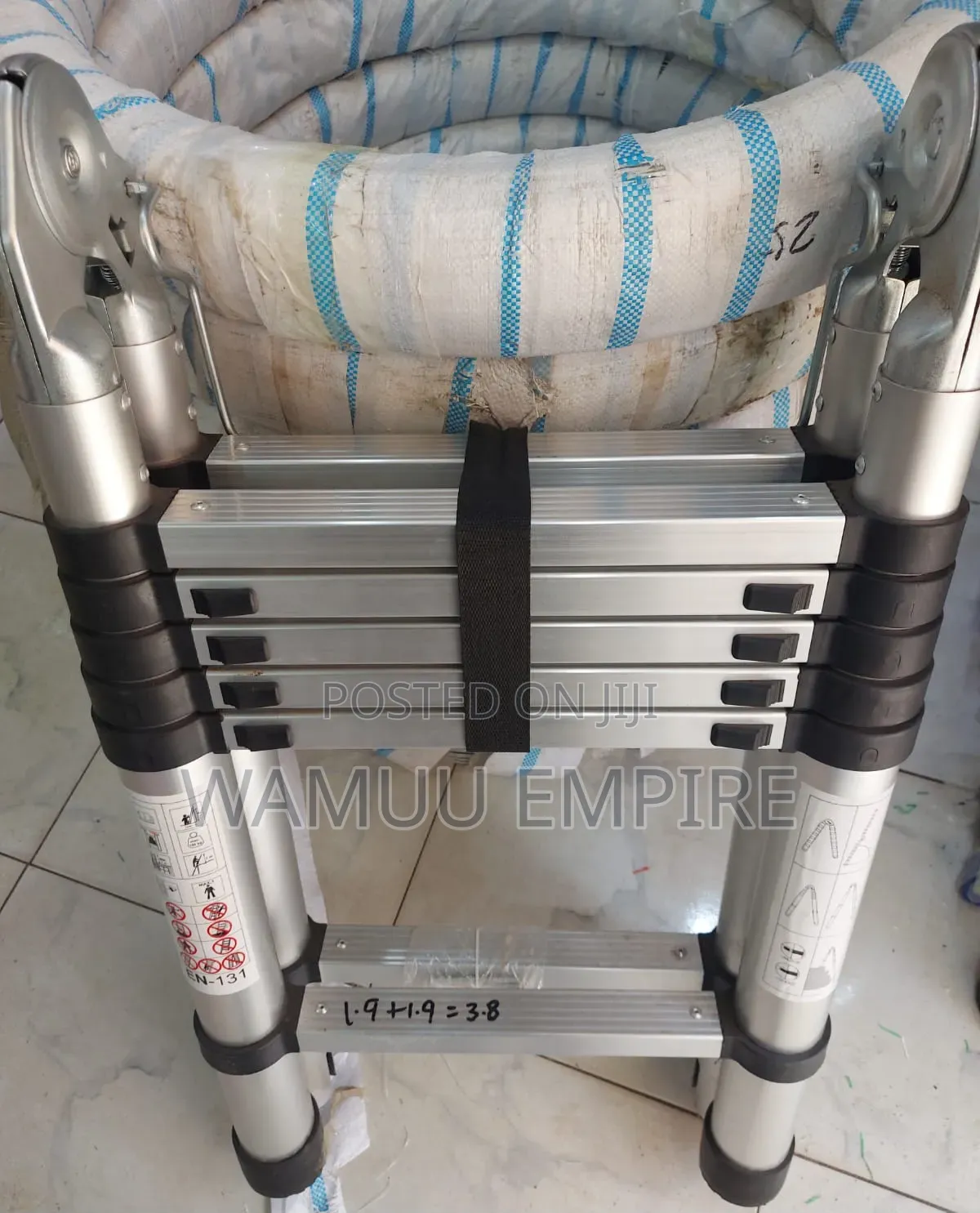 1.9m + 1.9m Double Telescopic Aluminium Ladder