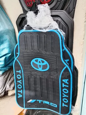 Toyota TRD Floor Mat Featuring Distinct Blue Trim Emblem