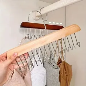 Wooden Hanger With 360° Rotating Hooks | Space Saving