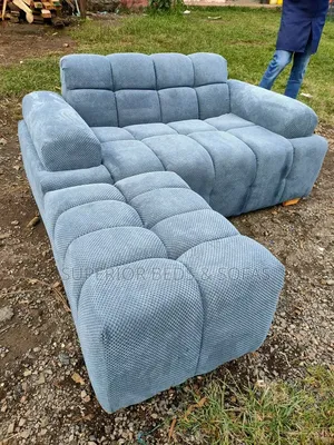 Dusty Blue Spacious 3 Seater Bubble Sofa: Free Delivery