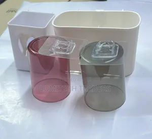 Wall Mounted Toothbrush 2 Cups Holder and Toothpaste Dispenser
