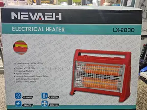 Nevaeh Lx-2830 Electric Heater With a Red Body and a Top Handle.