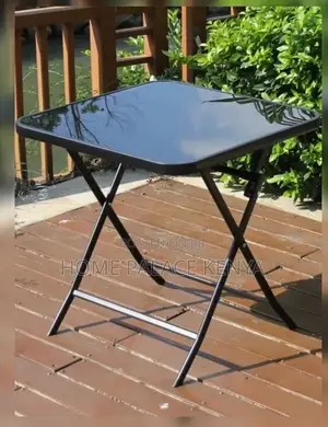 Foldable Table: Black Tempered Glass Table With X Shaped Legs
