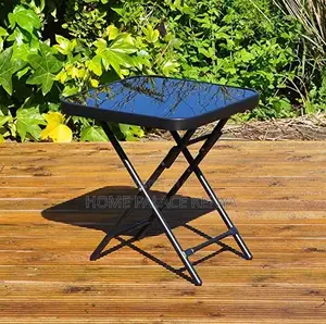 Foldable Table: Black Tempered Glass Table With X Shaped Legs