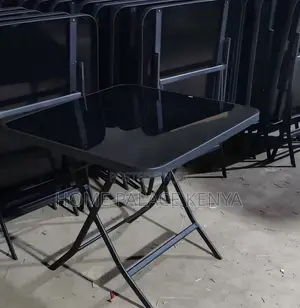 Foldable Table: Black Tempered Glass Table With X Shaped Legs