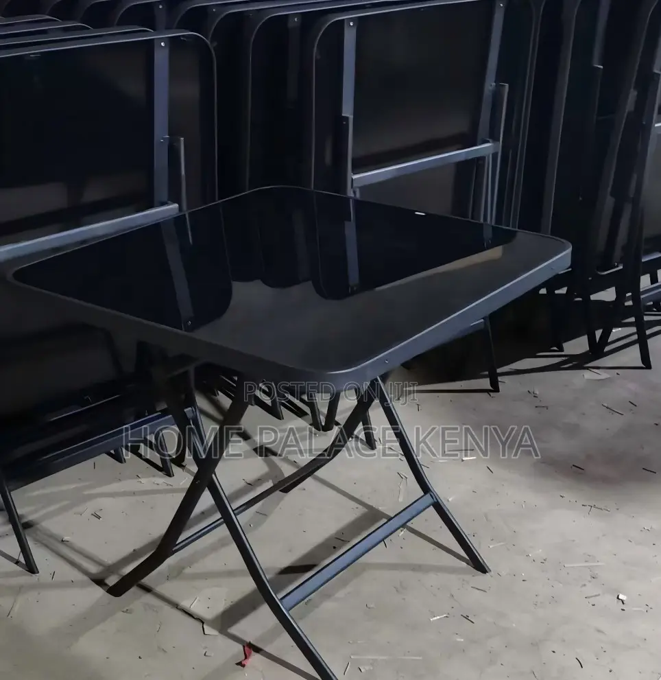 Foldable Table: Black Tempered Glass Table With X Shaped Legs