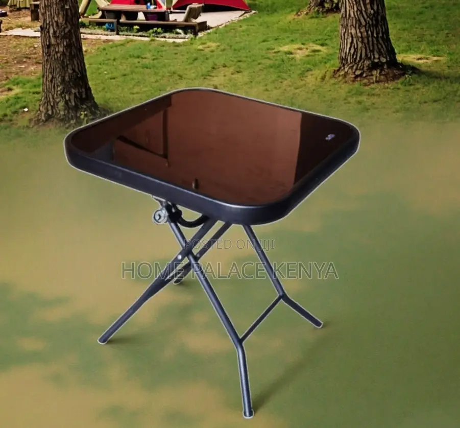 Foldable Table: Black Tempered Glass Table With X Shaped Legs